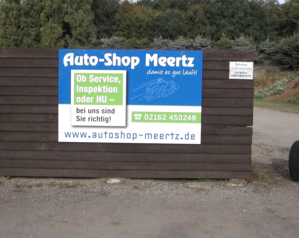 Aluverbundschild / Auto-Shop Meertz / Viersen