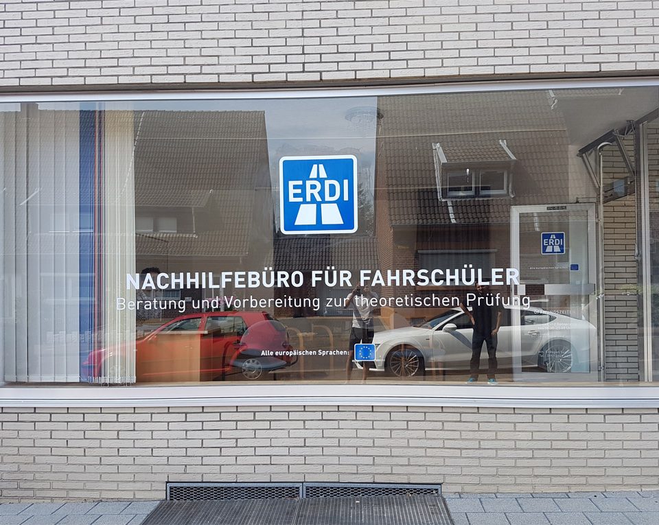 Fensterbeschriftung / Fahrschule ERDI