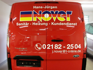 Hans-Jürgen Nover Sanitär und Heizungsdienst Unternehmen Ford Transit Beschriftung