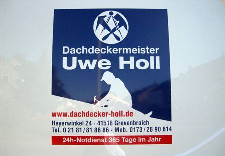 Auto-Beschriftung für Dachdeckermeister Uwe Holl aus Grevenbroich - Wevelinghoven