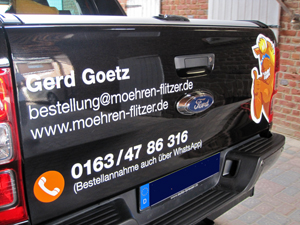 Fahrzeug Aufkleber für Möhren Flitzer in Grevenbroich